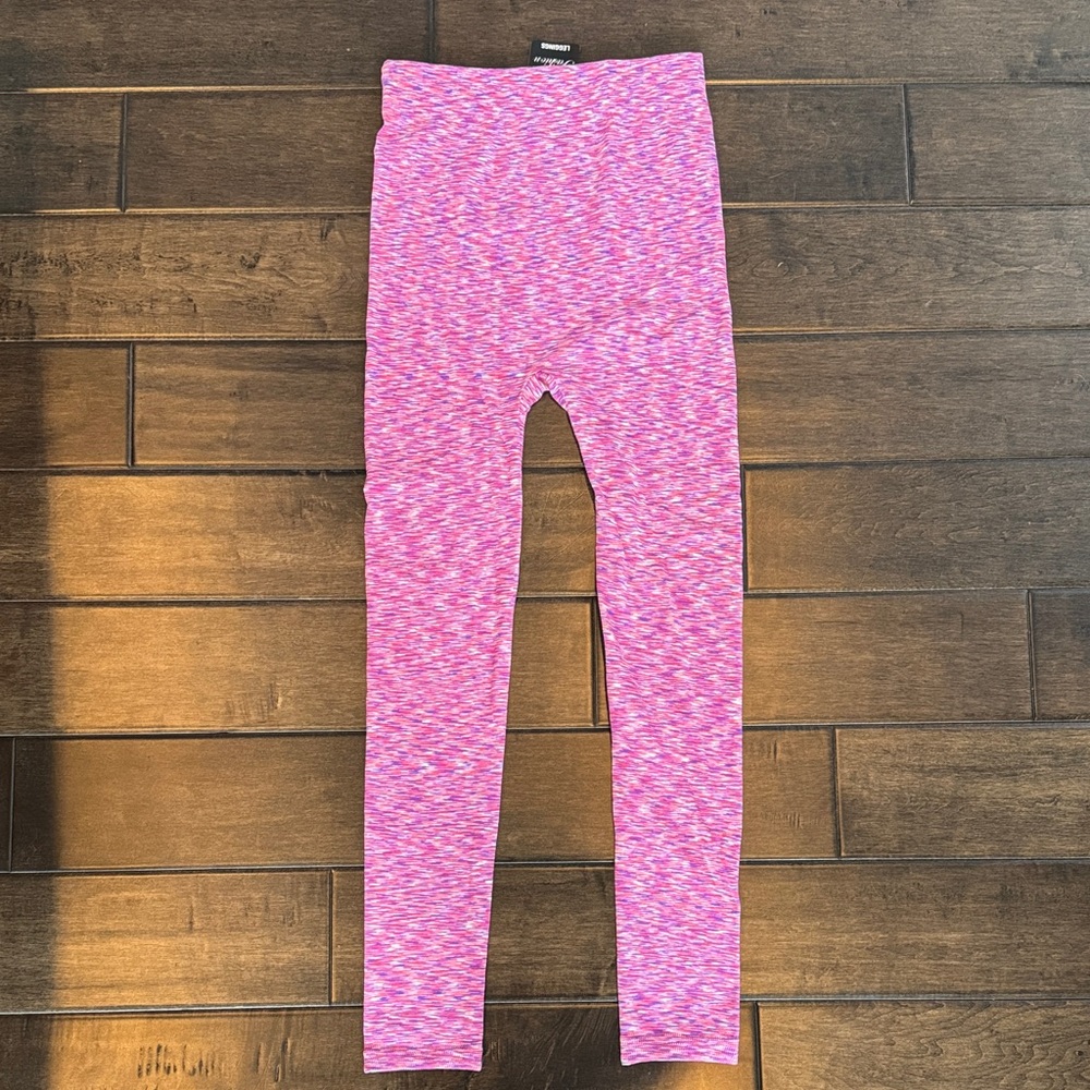 💜3/$15 Gold Medal International Pink Heathered Leggings NEW